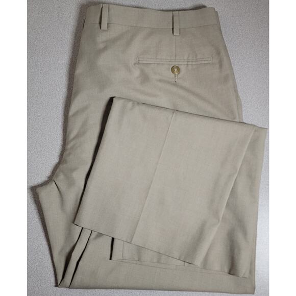 Chaps Beige Flat Front Men's Dress Pants 40 X 30 Straight Leg - Picture 3 of 4
